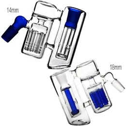 Blue Ash Catcher 14mm Joint Two Layers Honeycomb Glass Ash Catcher Bubbler For Bongs Pipes Hookahs Ashcatcher 18mm