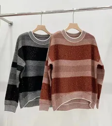 Kobiety Knits Tees Naizaga cekiny klip Flashoneck Dopasowywanie kolorów Stripki Reglan Sleeve luźne kaszmirowe wełny wełniane kobiety pullover SWEATER QWX352 230925