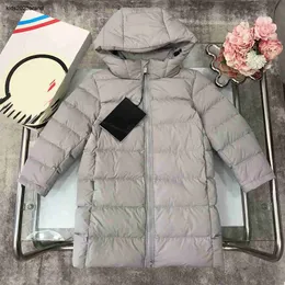 ソリッドカラーベイビーダウンジャケットミッドレングスバージョン子供サイズ110-160 cm子供冬の服セプ25のための温かいフード付きジャケット