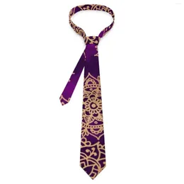 Papillon Cravatta Mandala viola e oro Stampa vintage Indossare quotidianamente Collo da uomo Accessori per cravatte eleganti Colletto fai-da-te personalizzato di qualità