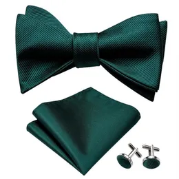 Bow Ties Self for Men Silk Butterfly Tie Green Designer Hanky ​​Cufflinks Suit Collar Removable Barry Wanglh-102211p