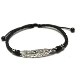 Fußkettchen Einfache verstellbare handgemachte Blatt gewebte Seil Glück Fuß Armband für Frauen Männer Jewelry282r