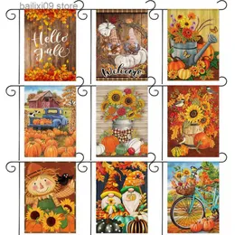 Banner Flags WZH Happy Fall Garden Flag Autumn Banner Harvest Pumpkin Yard Decoration House Outside 30*45CM11.81IN*17.71IN T230926