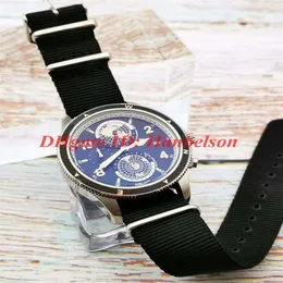 NOVO 1858 Japão movimento de quartzo cronógrafo relógio masculino prata caixa de aço inoxidável pulseira de nylon senhores relógios de pulso de alta qualidade U0112288