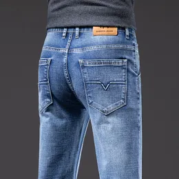 Men's Hoodies Sweatshirts 2023 Spring Autumn Light Blue Regular Fit Midht Casual Jeans Classic Style Stretch Denim Fabric Pants Male Brand 230925