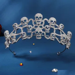 Hår smycken skl halloween krona sier färg goth punk tillbehör cosplay huvud gotiskt parti kristall tiara droppleverans hårjewelry dhpqi