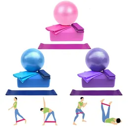 Yoga-Blöcke, Yoga-Starter-Set, 5-teiliges Yoga-Ausrüstungsset mit Blöcken, Ball-Stretching-Gurt, Widerstandsschlaufe, Pilates-Übungsband, Heimfitness 230925