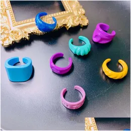 Bandringe 2021 Sommer Mode Colorf Geometrische Kette Acryl Ring Candy Farbe Irregar Öffnung Für Frauen Party Finger Schmuck Drop Del Dhjmi