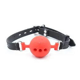 Sex Weiche Silikon Mund Ball BDSM PU Leder Bondage Offenen Mund Gag Ball Erwachsene Erotische Sklave Sex Spielzeug für paare Gag spielzeug