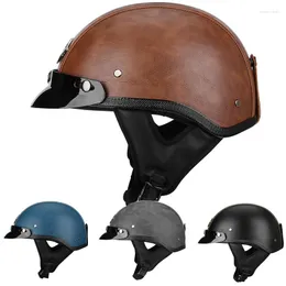 Motorcycle Helmets American Retro Locomotive Half Helmet Male Electric Ladle Female Hard Hat Carbon Fiber PU Leathe