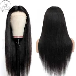 Synthetic Wigs 32inch Straight Lace Wigs with Baby Hair Natural Black Heat Resistant Middle Part Glueless Synthetic for Women 230227