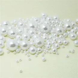 1000st Pearl Round White Pearl Imitation Abs Beads Smycken Fynd 4 6 8 10 12mm för smycken tillverkning216h