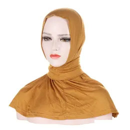 Hijabs Cottvott Muzułmańska moda islam hidżab czapka nisji z koszulką kobiety welon head carf femme Musmane Drop Akcesoria DH0BR