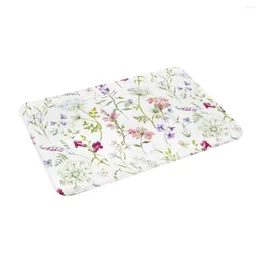 Tapetes aquarela floral verão padrão antiderrapante absorvente memória espuma tapete de banho para decoração de casa/cozinha/entrada/interior/exterior/sala de estar