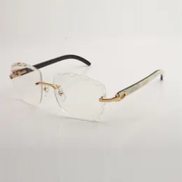 Neues Design, geschliffene klare Gläser, Brillengestell-Buffs 3524028, Bügel aus reinem Naturhorn, Unisex, Größe 56–18–140 mm, Express277U