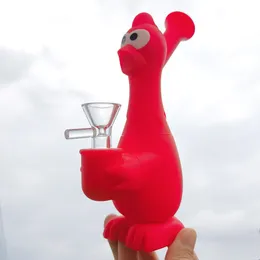 Cachimbo de água de silicone inquebrável de 6,8" Bong Red Screaming Chicken Smoking Water Pipe