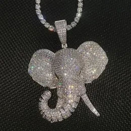 2020 Neue personalisierte vergoldete Iced Out Diamant-Elefant-Anhänger-Halskette CZ-Zirkonia-Cartoon-Hip-Hop-Schmuck Geschenk für mich274n