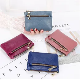 2023 New Leather Coin Purse Women Mini Change Purses Kids Coin Pocket Wallets Key Chain Holder Zipper Pouch Card Holder Wallet