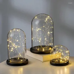 Bottiglie 2 set/pacco Cupola in vetro trasparente di forma diversa Decorazione domestica EVA luminosa Copertura base nera Regalo di nozze fai da te