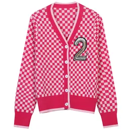 905 2023 pista outono blusas femininas marca mesmo estilo manga longa rosa preto verde v pescoço cardigan roupas de moda alta qualidade mingmei