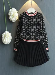 Conjunto de roupas de inverno para bebês meninas, suéter de manga comprida, camisa e saia, 2 peças, roupas de primavera para crianças, pano 1862940