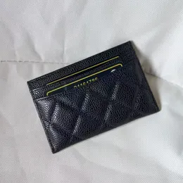 أعلى جودة مصممة عالية الجودة حاملي البطاقات Sheepskin Card Bag Lychee Cowwhide Black Gold Mini Wallet مع صندوق