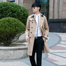 Men's Trench Coats Beige 2023 Spring Autumn Double Breasted Mens Man Long Coat Men Clothes Slim Fit Overcoat Sleeve Fashion 9XL