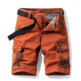 Men's Shorts Pure Cotton Summer Mens Cargo Boys Casual Pocket Streetwear Plus Size Male Long Bermuda Camouflage Z102