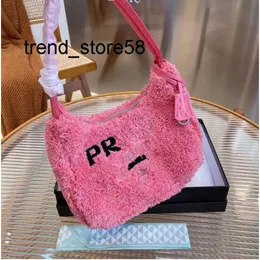 Evening Bags Luxurys Designers Re-Edition 2000 Shoulder Bag Faux Fur Casual Plush Pure Color Handbag Fashion Winter Pink Fluffy Purse 0UH9