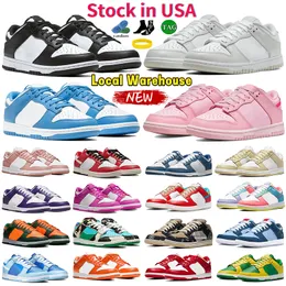 Designer Low Casual Shoes Local Warehouse Mens Womens White Black Panda Grey Fog Og Sneakers Triple Pink Unc Chunky Argon Men Stock in Usa Shoe Trainers for Women
