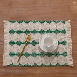Bord mattor placemat med tofsels boho stil bomulls jul placemats handgjorda vävda geometriska mönster
