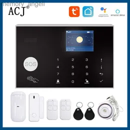 Alarm systems ACJ Tuya WiFi GSM Home Security Alarm System 433MHz Wireless Smart Burglar Alarm Kit Works With Alexa APP Remote Control YQ230926