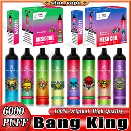 Original uzy Bang King 6000 Puffs Einweg E-Zigaretten Puff 6000 Vape Stift 14ml vorgefüllte Pods Patrone 1100 mAh wiederaufladbare Batterie