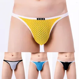Underpants Men Sexy Nylon Convex Pouch Briefs Cool Ice Silk Low-rise Men's Swim Shorts Underwear Bikini Panties Slip Hombre