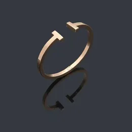 2023 novo 316l titânio aço manguito pulseira marca de luxo casal t pulseira para homens feminino clássico europeu designer pulseiras jóias