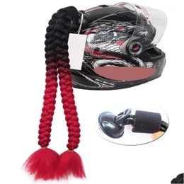 Capacetes de motocicleta capacete tranças mulher peruca para moto torção dupla trança rabo de cavalo com otário arco 7 cores1 gota entrega automobil dh6lu