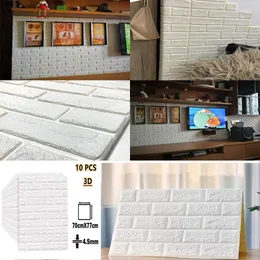 Tapety 10pcs 3D stereo cegły z naklejki ścienne Renovation Waterproof Foam samoprzylepny 70x77cm Tapeta Decor Home