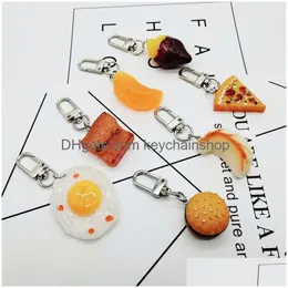 Key Rings Fashion Simated Food Pendant Chain Creative Cute Mini Resin Drop Keychain Bag Phone Case Decor Hanging Ornaments Delivery Je Dhcgv