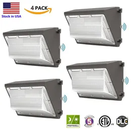 Utomhus LED-vägglampor 120W Dusk till Dawn Commercial Industrial WALLPACK Fixture Lighting Daylights 5000K AC90-277V IP65 DLC ETL LI234R