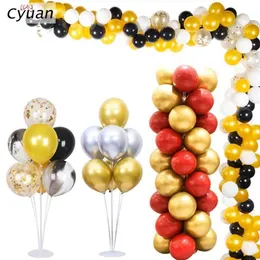 Party Decoration Cyuan 7 Tubes Balloons Holder Column Stand Clear Plastic Balloon Birthy Decorations Kids Wedding Garlands279J