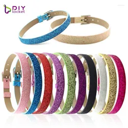 Charm Bracelets 100PCS 8MM PU Leather Glint DIY Wristband " Can Choose The Color" Fit Slide Letter LSBR05 100