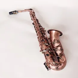 Tillverkad i Japan Professional Red Bronze Bend EB E-flat Alto Saxofon Sax Nyckel Carve Mönster med fallhandskar Rems Brush