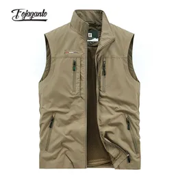 Men's Vests FOJAGANTO Leisure Vest Solid Color Tooling Style Waistcoat Thin Fishing Hiking MultiPocket Casual Loose for Men 230925