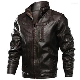 Jaqueta de couro de pele masculina moda outono inverno outwear motociclista jaquetas de couro masculino casual zíper casaco falso
