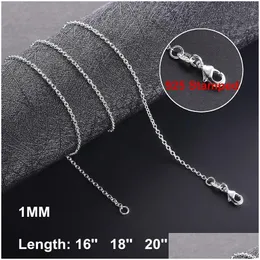 Chains 1Mm 925 Sterling Sier Link Necklaces For Women Pendant Lobster Clasps Rolo Chain Fashion Diy Jewelry Accessories 16 18 20 22 Dr Dhzi4