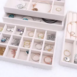 Jewelry Boxes 5 Styles Velvet Box Display Tray Drawer Storage Jewellery Holder For Ring Earrings Necklace Bracelet Soft Organizer Case 230926