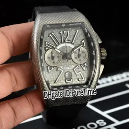 Nuovo Vanguard V45 Cronografo al quarzo Orologio da uomo Cassa in acciaio Nero Interno grigio Texture Quadrante Numeri grandi Marcatori Pelle di gomma Puretime2888