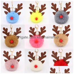 Portachiavi Simpatico peluche Alce Portachiavi Pompon Ciondolo Catene Anello Portachiavi Auto Porta ciondoli Borsa Regali Decorazione albero di Natale Drop Deliver Dhrwm