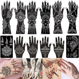 Outros suprimentos de maquiagem permanente 12 folhas tatuagem temporária estêncil henna adesivos kit mão braço modelo de aerógrafo para diy corpo pintura arte adesivo 230925