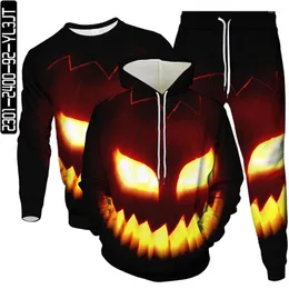 Men's Tracksuits Horror Holloween Pumpkin Lamp Bat Moon Tree Print Men Punk Style Clothing Suit Hoodies Sweatshirt Pants 3Pcs Set Male
